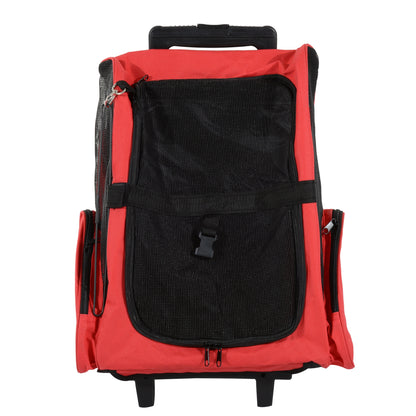 Pawhut Transportín 2 En 1 Para Mascotas Carrito Mochila Ruedas 42x25x55 Cm Rojo_3