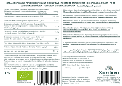Espirulina En Polvo Bio - 4kg (1kg Envase Retail + 3kg Bolsa Granel De Recarga) | Superalimento Ecológico Vegano_1