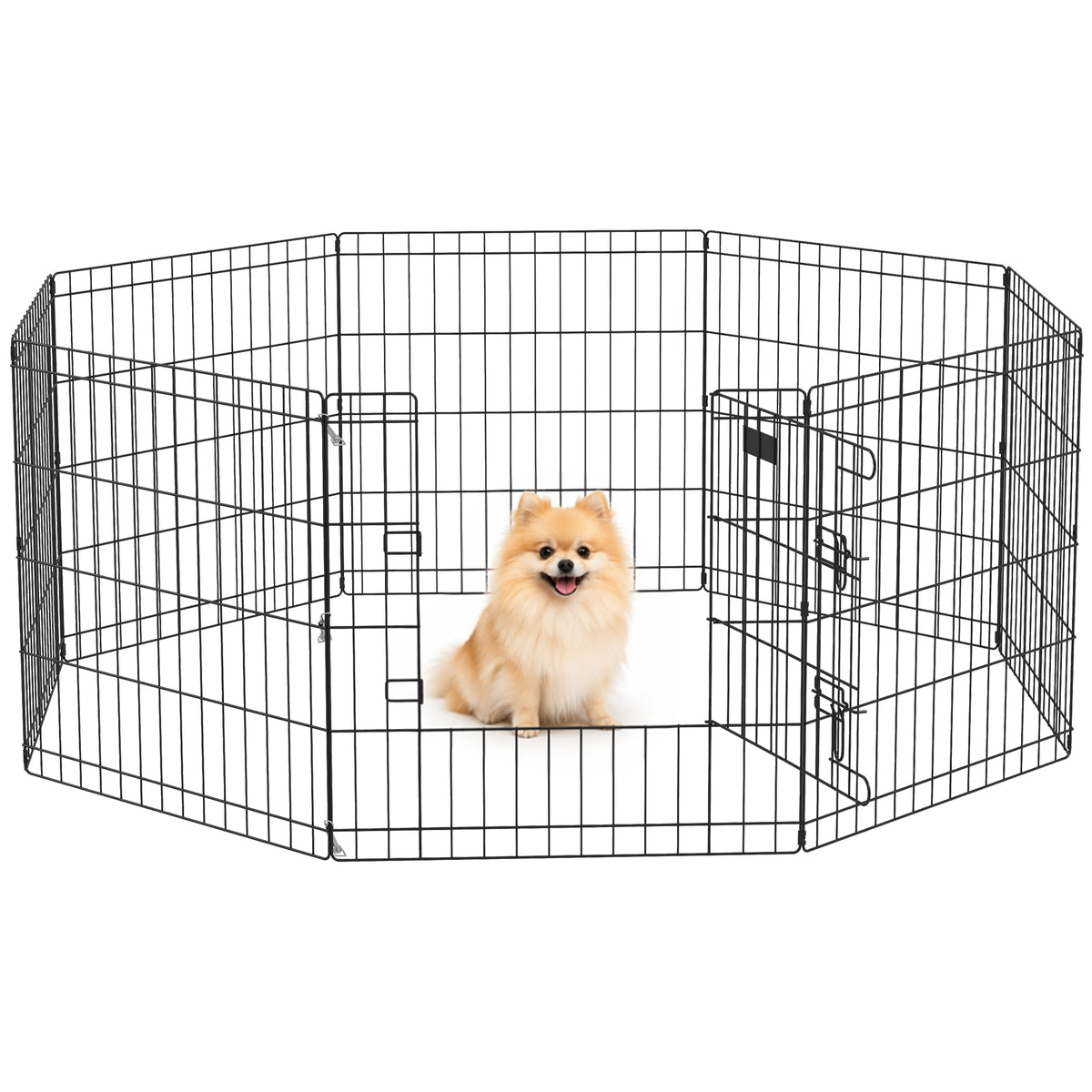 Pawhut Parque De Juegos Perros 8 Paneles 61x61 Cm Plegable De Metal Con Puerta_0