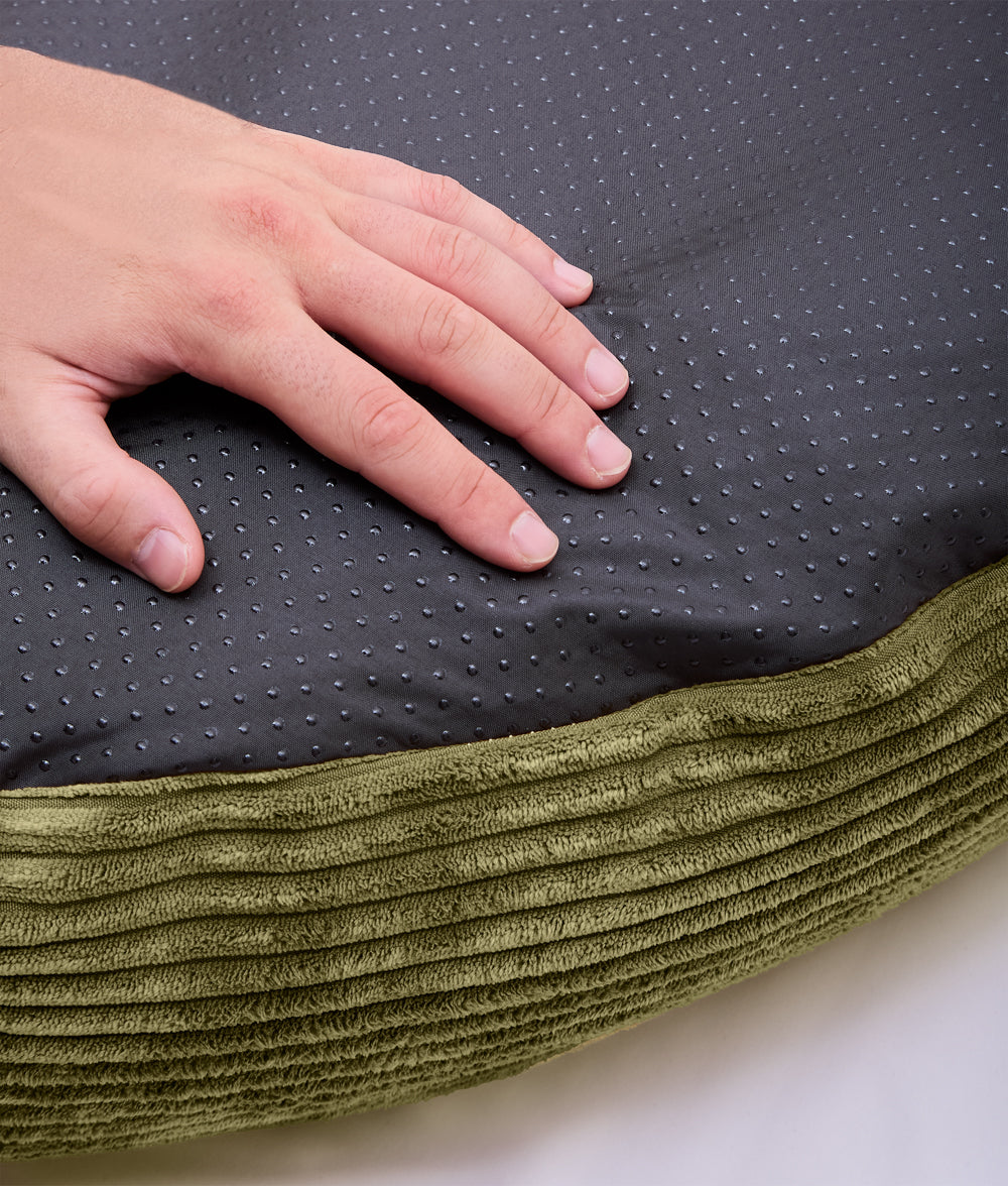 Cafide Cama Donut Para Perro Con Tejido De Pana Verde. Modelo Nuba. Talla S (60x60x15 Cm)_3