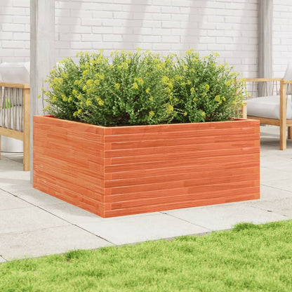 Jardinera De Madera Maciza Pino Marrón Cera 100x100x46 Cm_2