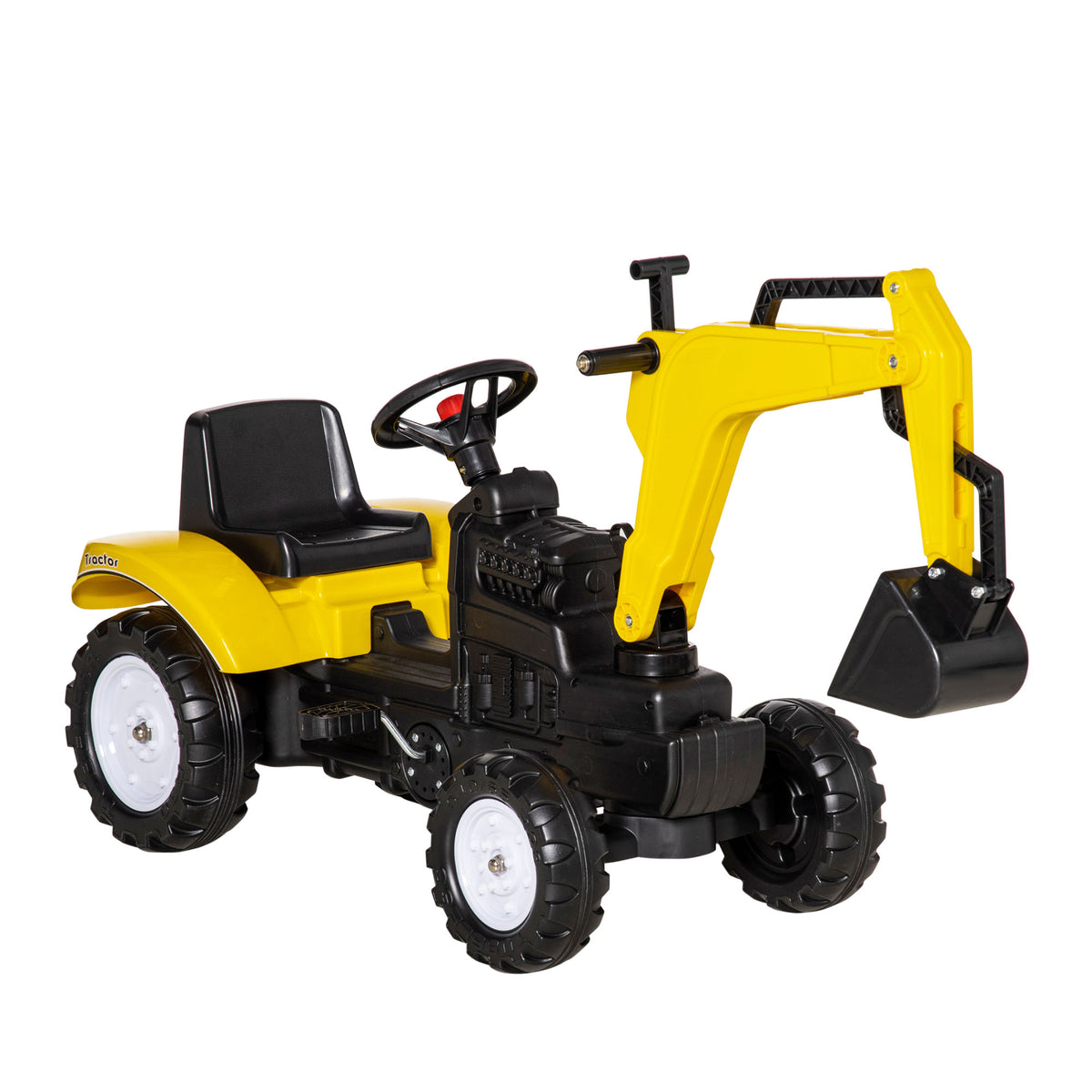 Tractor A Pedales Homcom Metal, Pp Amarillo 107x42x71 Cm_0