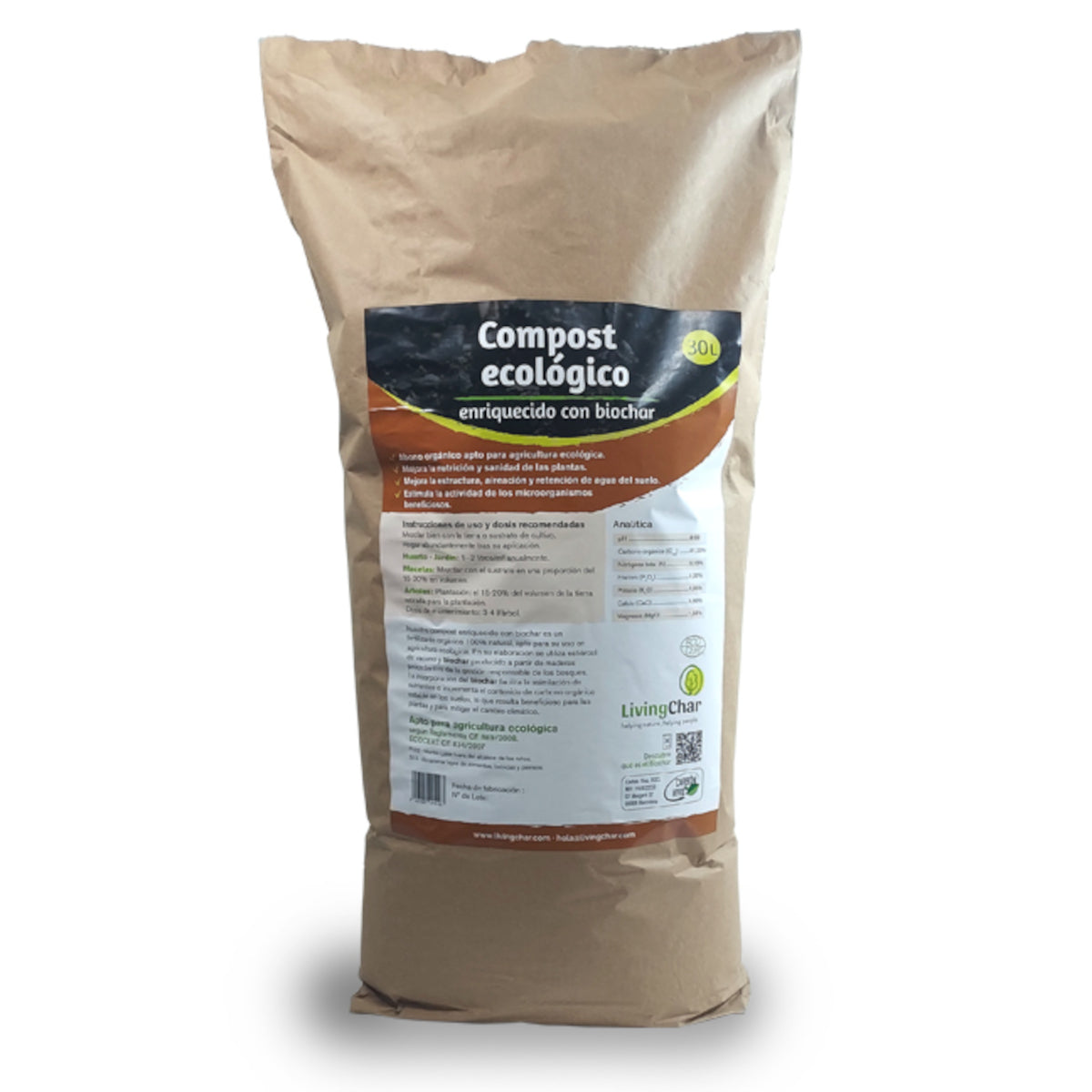Compost Ecológico con Biochar y Minerales de Roca LivingChar 30l_0