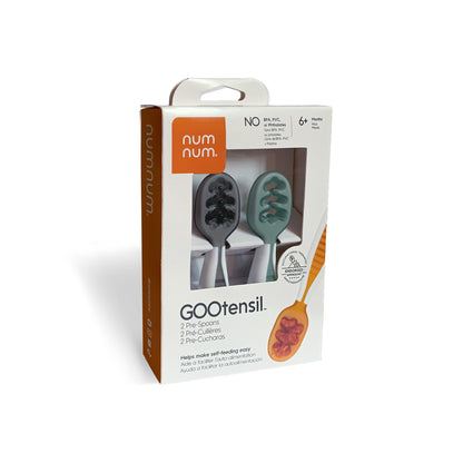 Pre Cucharas para bébe + 6 meses NumNum pack 2 uds Gris y Verde