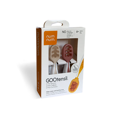 Pre Cucharas para bébe + 6 meses NumNum pack 2 uds Beige y Granate
