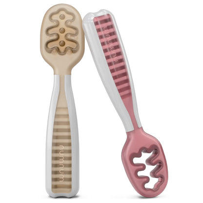 Pre Cucharas para bébe + 6 meses NumNum pack 2 uds Beige y Granate