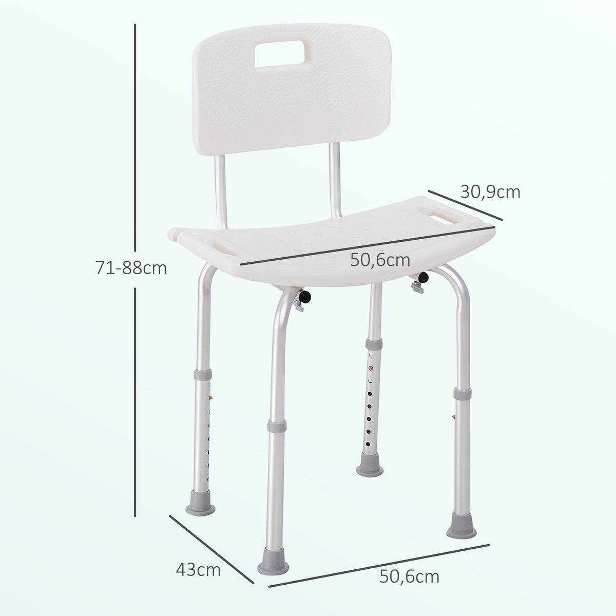 Homcom Silla Ducha Personas Mayores Con Respaldo Altura Regulable En 8 Niveles_1
