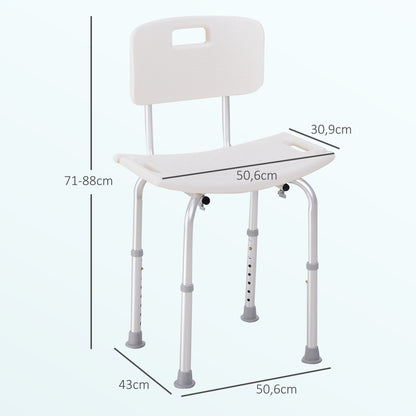 Homcom Silla Ducha Personas Mayores Con Respaldo Altura Regulable En 8 Niveles_1