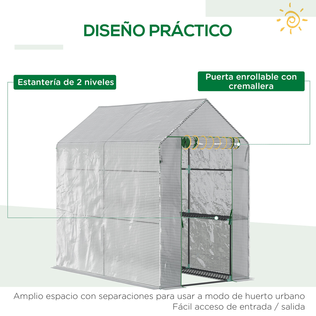 Invernadero De Jardín Con 4 Estantes Outsunny 120x186x190 Cm Blanco_4