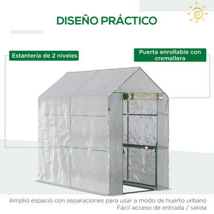 Invernadero De Jardín Con 4 Estantes Outsunny 120x186x190 Cm Blanco_4
