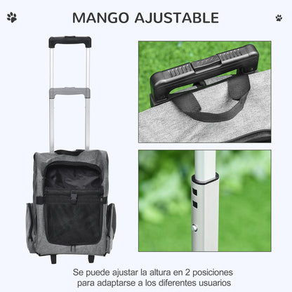 Pawhut Transportín Carrito Para Mascotas Perros 2 En 1 Con 2 Ruedas Asa_4