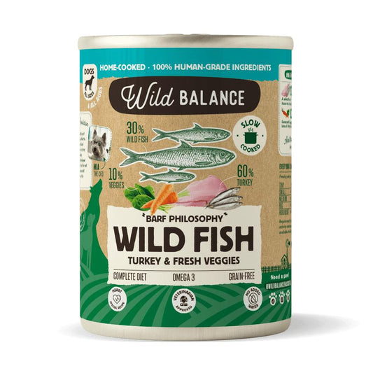 Lata Filosofía BARF de PESCADO SALVAJE Wild Balance 400gr
