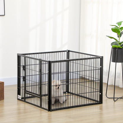 Pawhut Parque Para Perros De 6 Paneles Ancho Ajustable 82,5-150x79x61 Cm Negro_1