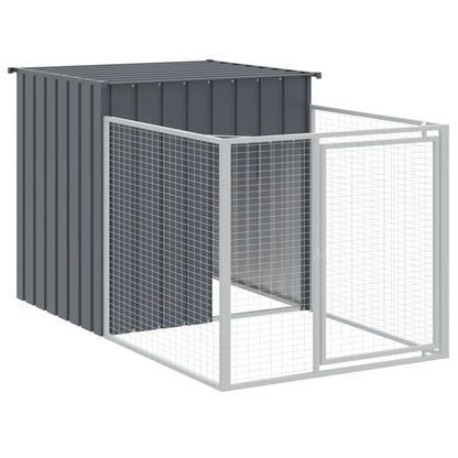 Caseta Perros Con Corral Acero Galvanizado Gris 110x813x110 Cm_5