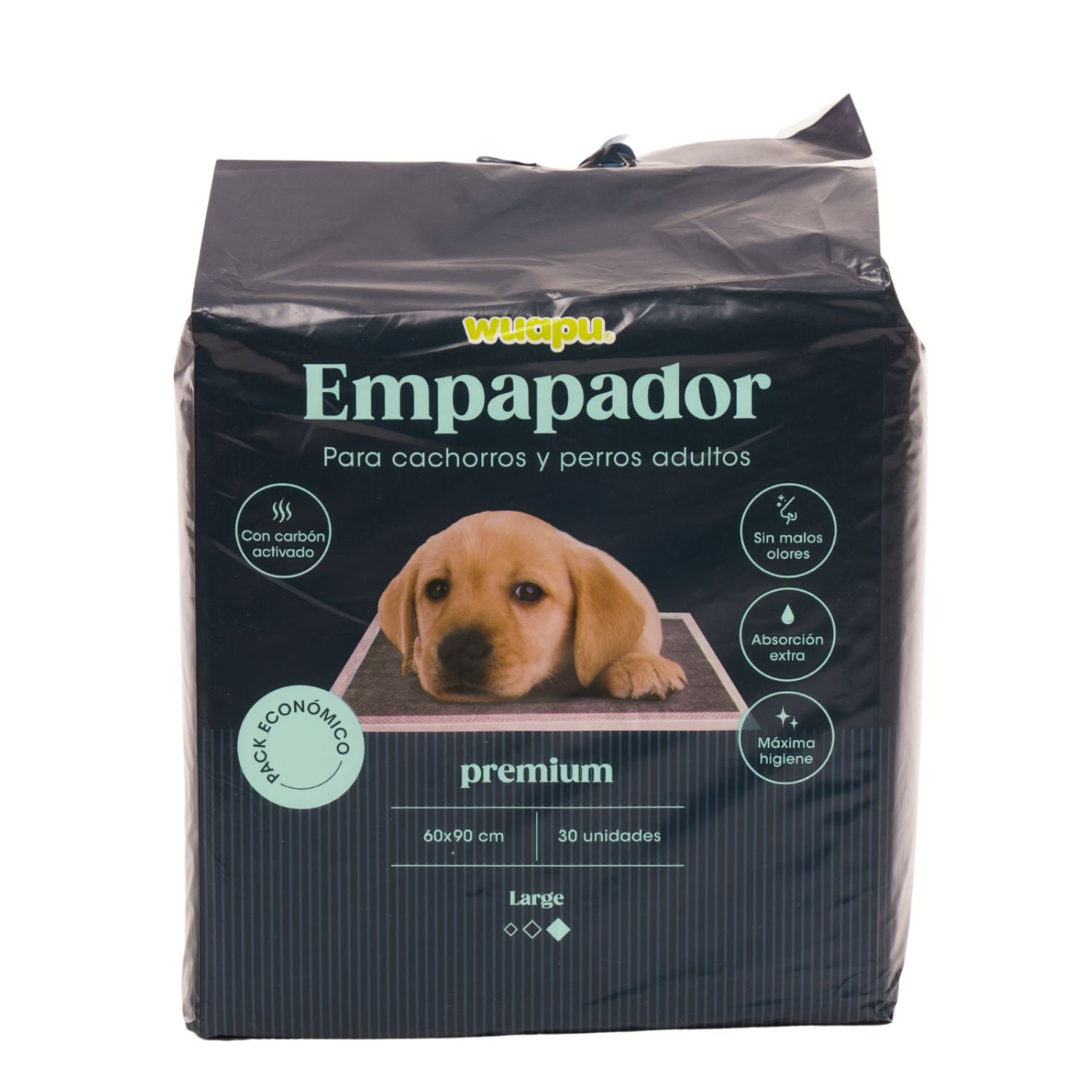 30 Empapadores Con Carbón Activado Para Perro Wuapu, Gran Absorción Sin Olores. Talla L 60x90cm_0