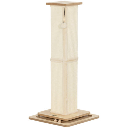 Pawhut Poste Rascador Para Gatos 87 Cm Con Bola Colgante 39,5x39,5x87 Cm Roble_0