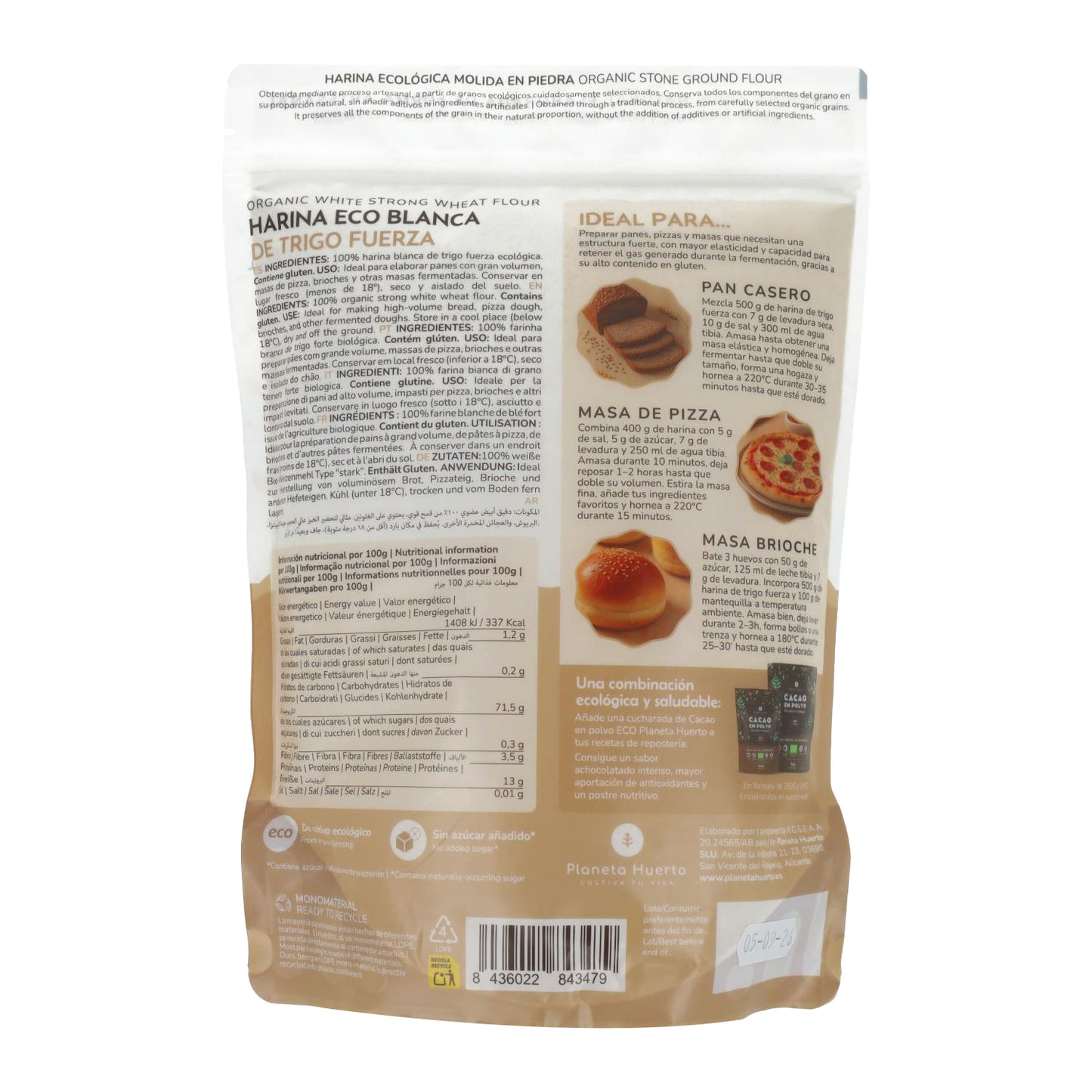 Harina de Trigo de Fuerza Eco Planeta Huerto 800 g