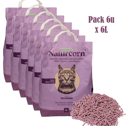 Sustrato Absorbente Wuapu Naturcorn Lavanda En Pelet Biodegradable Para Gato 1 U 17'5l_1