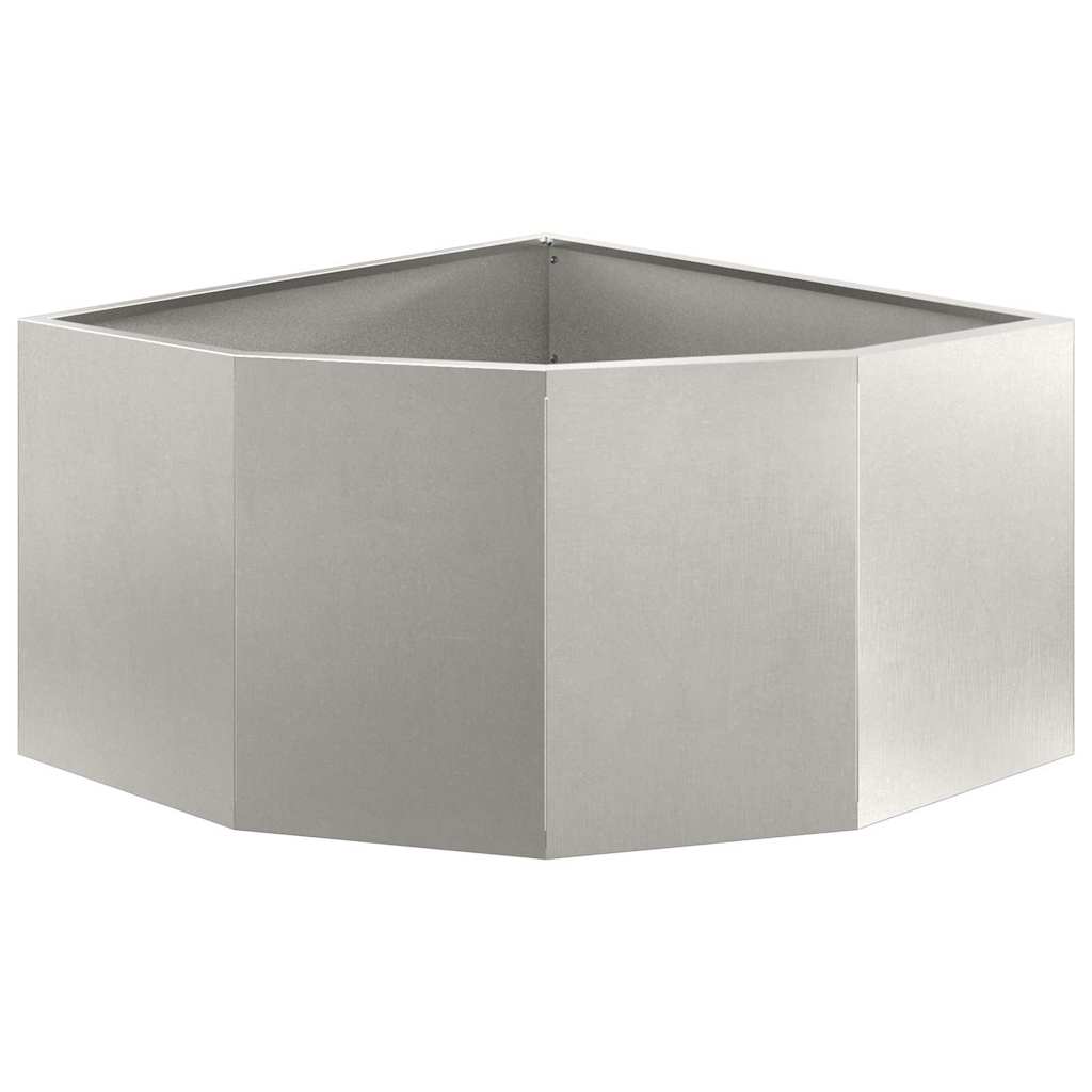 Macetero De Esquina Plateado 60 X 60 X 35 Cm Acero Inoxidable_4