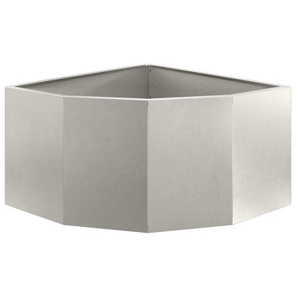 Macetero De Esquina Plateado 60 X 60 X 35 Cm Acero Inoxidable_4