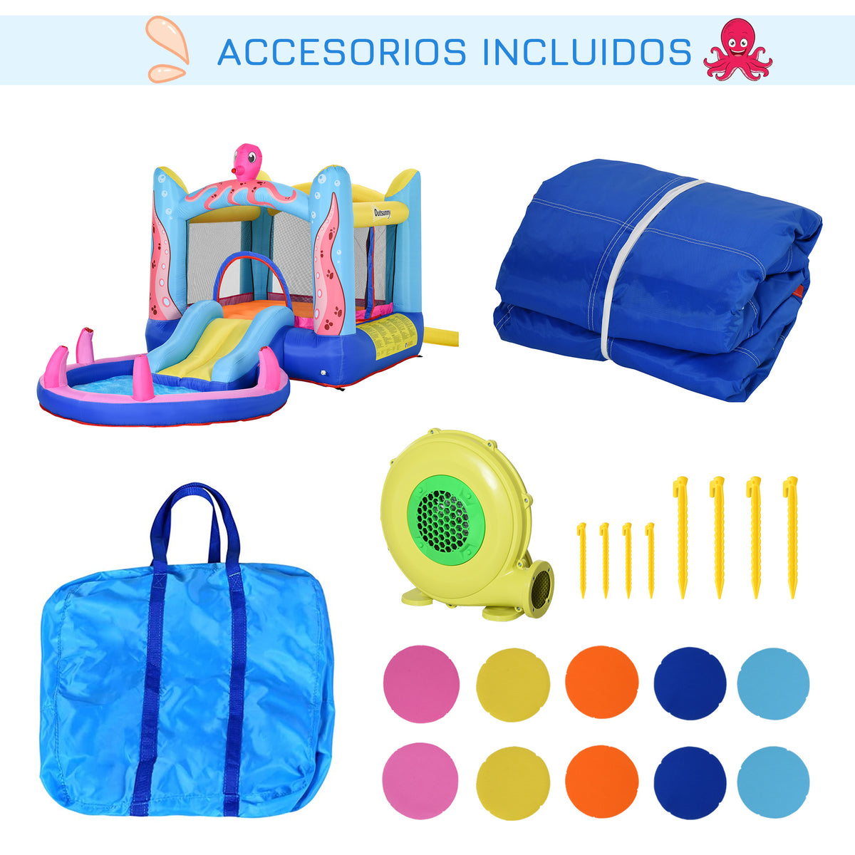 Outsunny Castillo Hinchable Para Niños Con Piscina 360x175x180 Cm Multicolor_3
