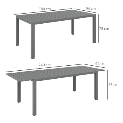 Mesa De Jardín Outsunny Aluminio Gris Oscuro 240x94x73 Cm_2