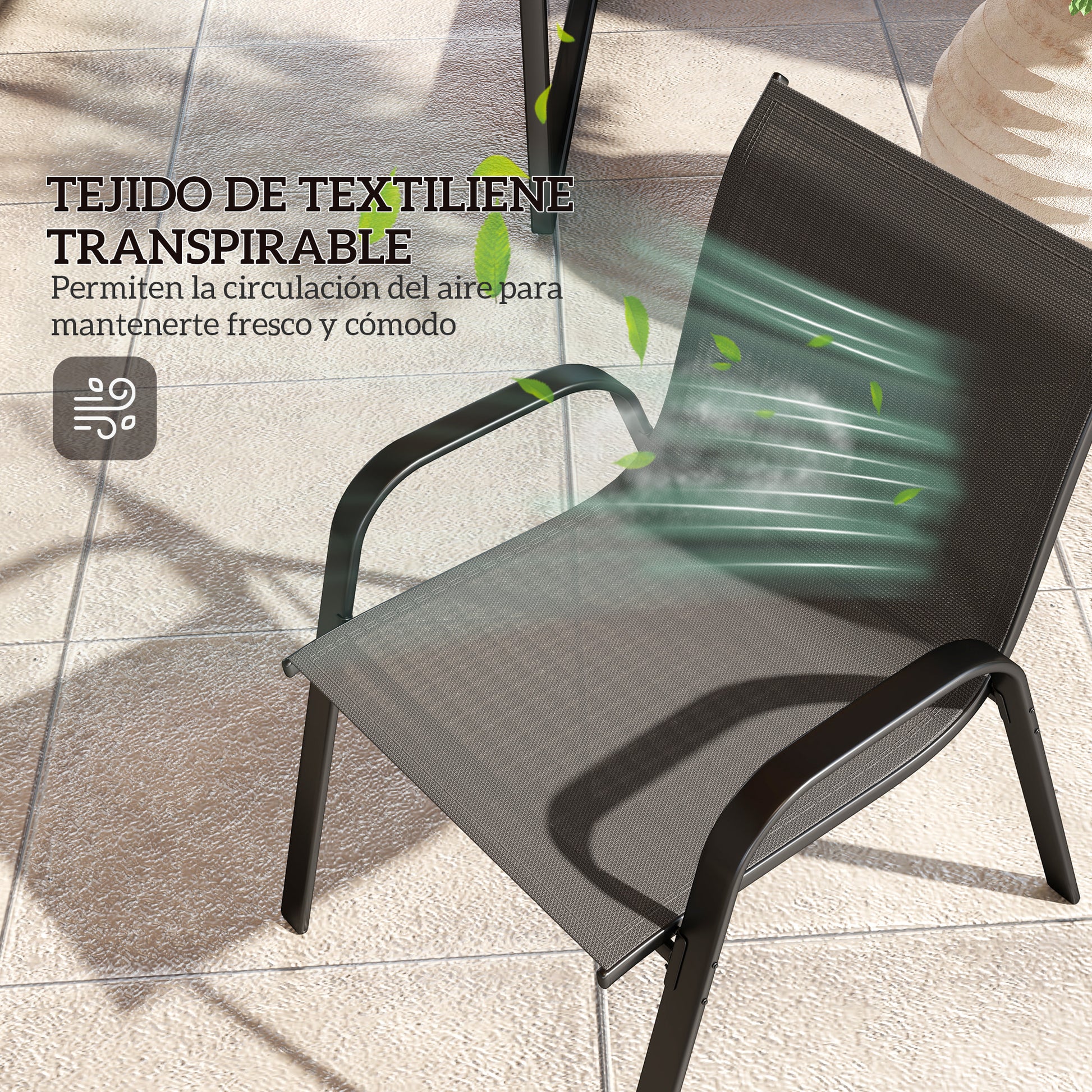 Outsunny Conjunto De Jardín Exterior De 4 Piezas Negro_5