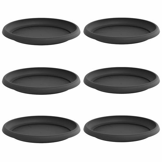 Bandeja Redonda Para Flores 6 Pcs Negro Ø 14 X 2 Cm Plástico_0