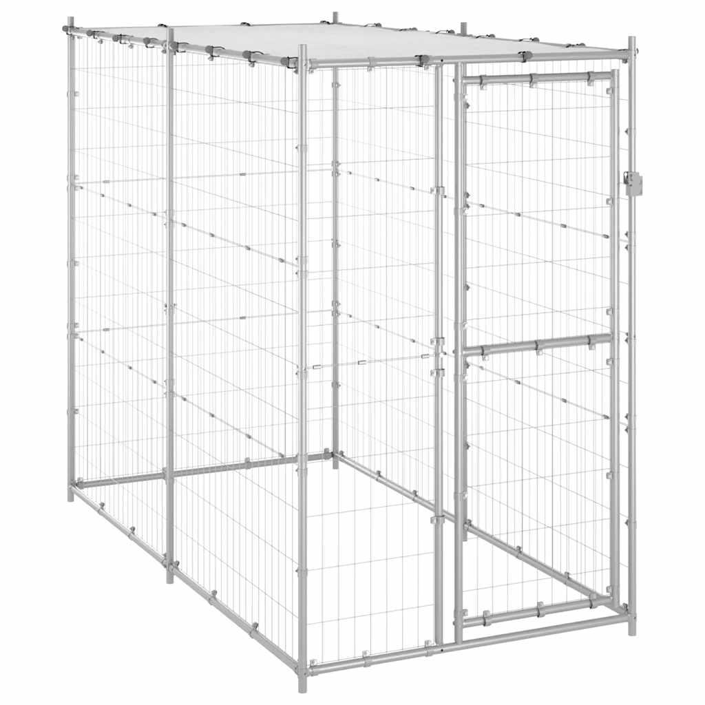 Perrera De Exterior Acero Galvanizado Con Techo 110x220x180 Cm_1