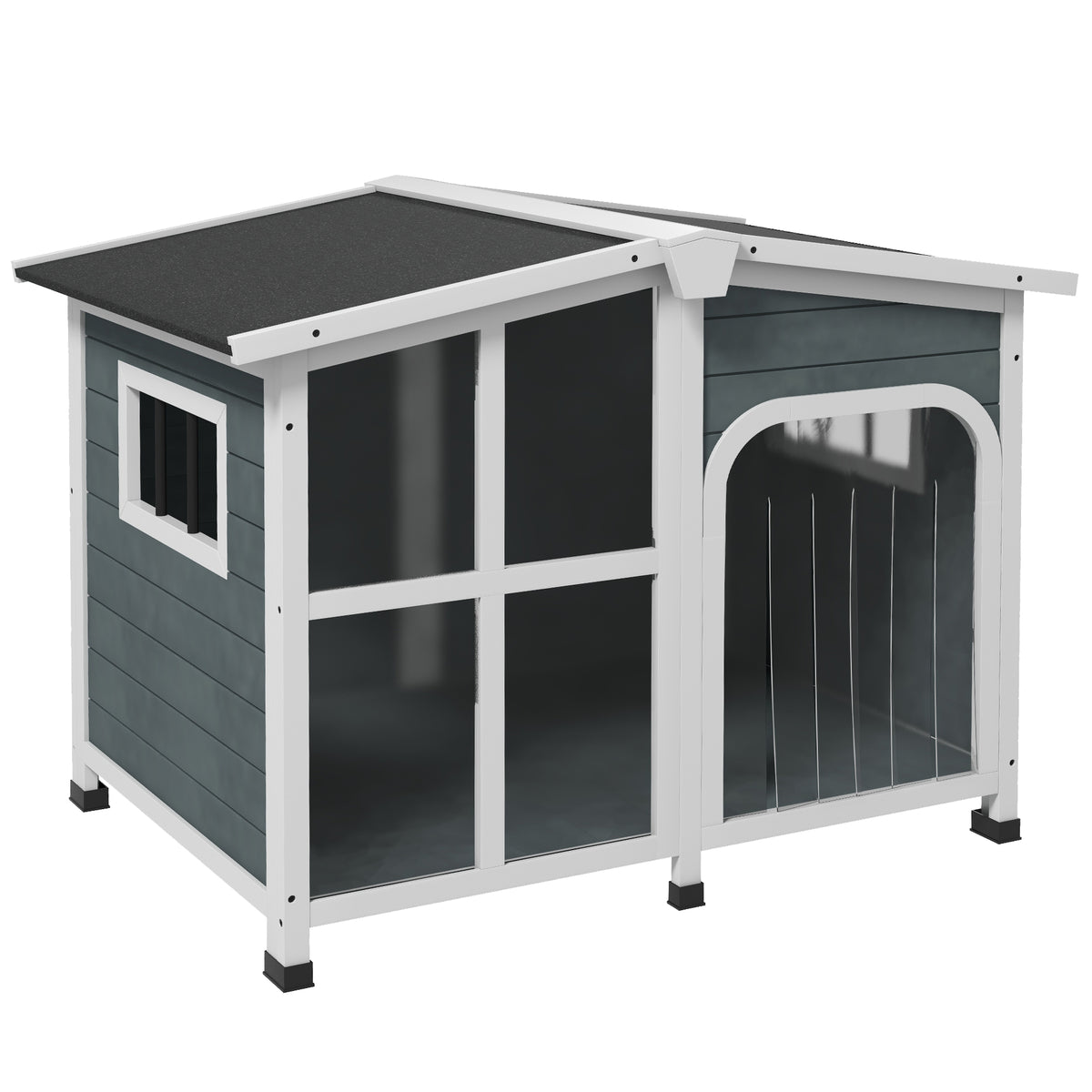 Pawhut Caseta Para Perros Pequeños De Madera 101x66,5x70,5 Cm Gris Oscuro_0