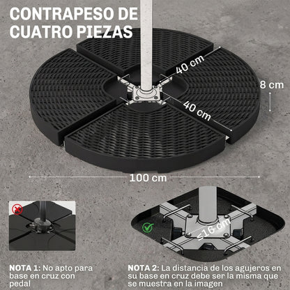Outsunny Base Para Sombrilla De 4 Piezas Rellenable Con Arena 68 Kg O Agua 52 L_2