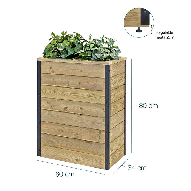Jardinera Con Autorriego De Madera Nidum Interior Y Exterior Hortalia 60x34x80 Cm_5