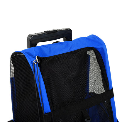 Pawhut Transportín 2 En 1 Para Mascotas Carrito Mochila Ruedas 42x25x55 Cm Azul_4