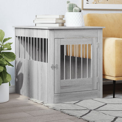 Jaula Para Perros Madera Ingeniería Gris Sonoma 64,5x80x71 Cm_1
