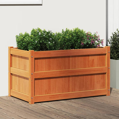 Jardinera Exterior Madera Maciza Pino Marrón Cera 90x50x50 Cm_1