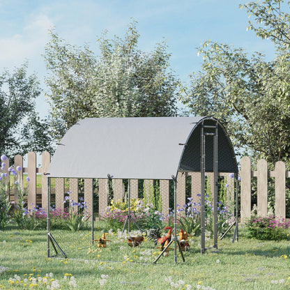 Pawhut Gallinero Para Exterior Grande De Acero Galvanizado 280x190x197 Cm Plata_1