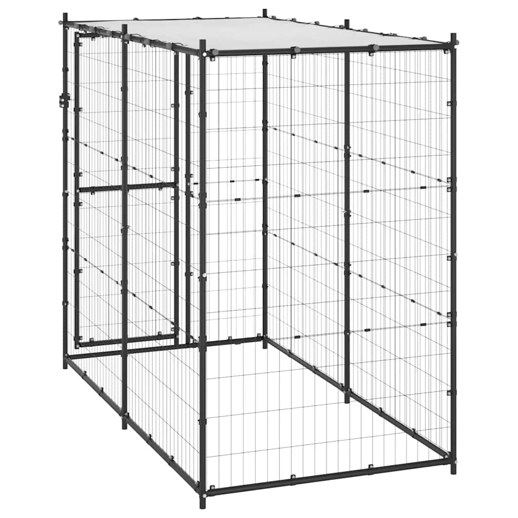 Perrera De Exterior De Acero Con Techo 110x220x180 Cm_3