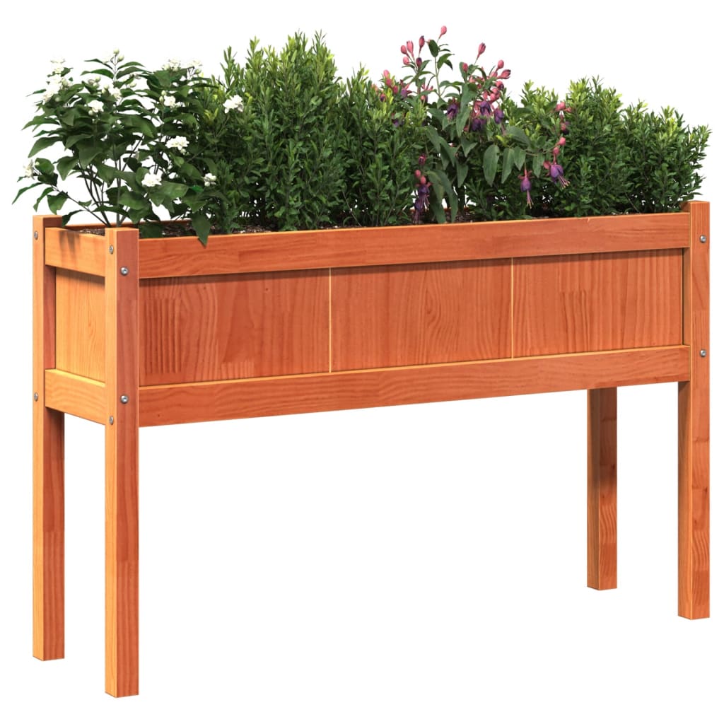 Jardineras Con Patas 2 Uds Madera Maciza De Pino Marrón Cera_3