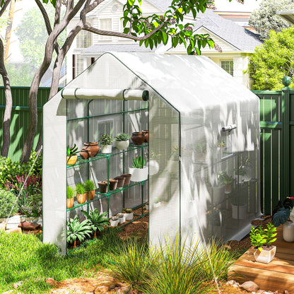 Outsunny Invernadero De Exterior Con Estantes Puerta Enrollable 140x213x190 Cm_1