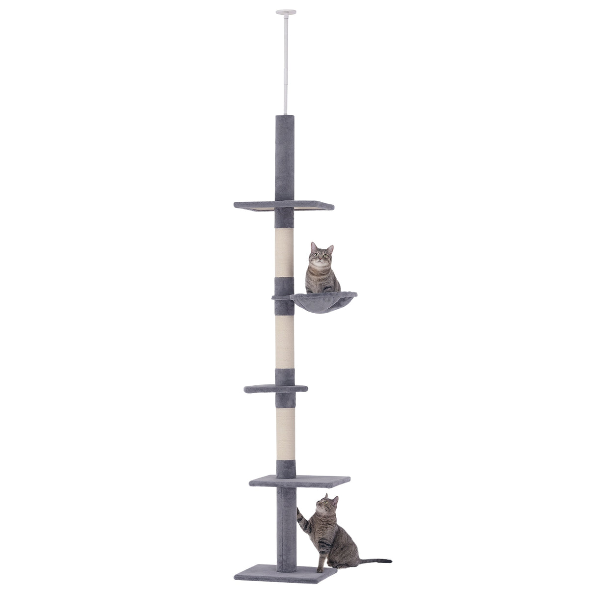 Pawhut Árbol Para Gatos De Suelo Al Techo De 230-260 Cm Con Plataformas Gris_0