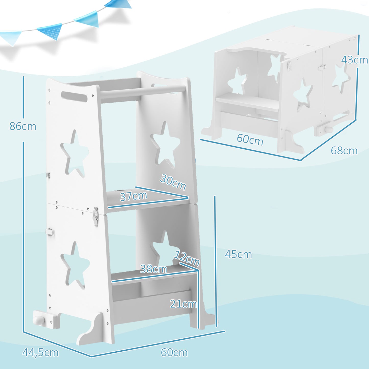 Aiyaplay Torre De Aprendizaje Convertible En Mesa Y Silla 60x44,5x86 Cm Blanco_2