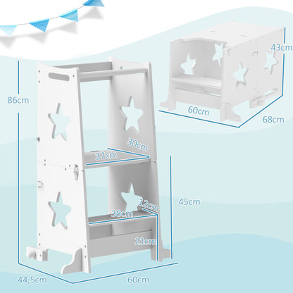 Aiyaplay Torre De Aprendizaje Convertible En Mesa Y Silla 60x44,5x86 Cm Blanco_2