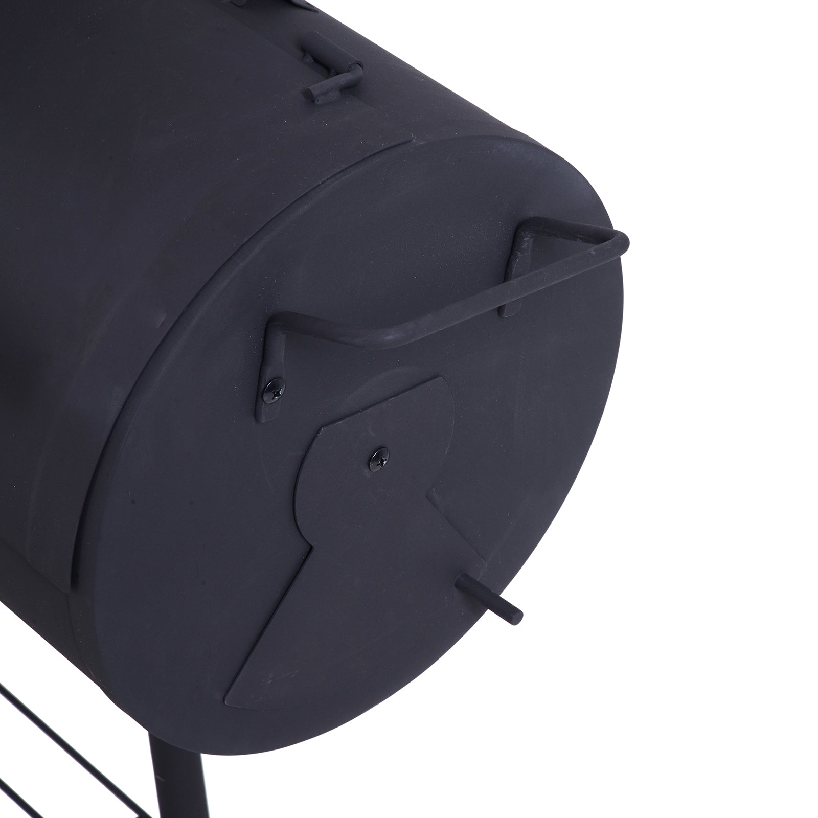 Outsunny Barbacoa De Carbón Con Termómetro Ruedas Estantes Madera 124x53x108cm_3