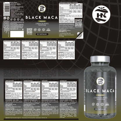 Pack 3 X Black Maca 20:1 Con L-arginina, Zinc Y Vitaminas B6 Y B12 - 3 X 50 Cápsulas Vegetales_2