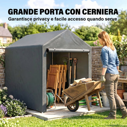 Outsunny Carpa Para Herramientas De Jardinería 1,2x1,8x1,65 M Gris Oscuro_5