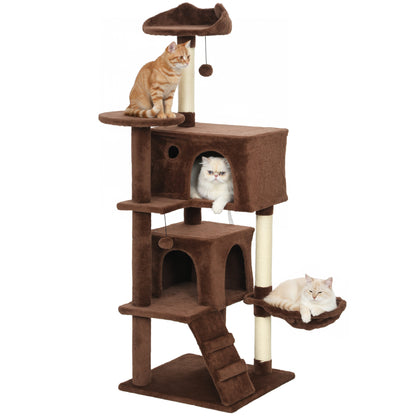 Pawhut Árbol Rascador Para Gatos 140 Cm Con Múltiples Plataformas Marrón_0