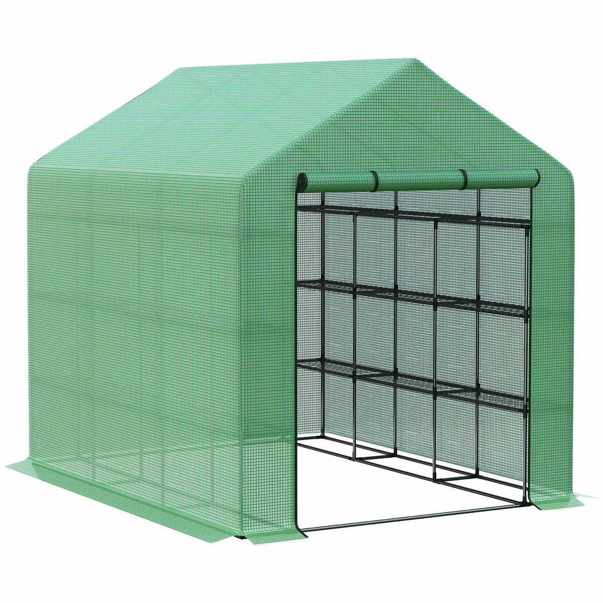Outsunny Invernadero Pequeño Con Estantes De 4 Niveles 244x180x210 Cm Verde_0