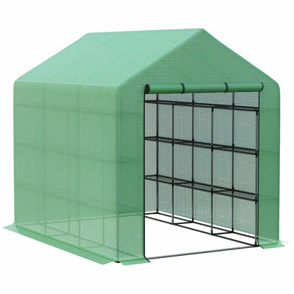 Outsunny Invernadero Pequeño Con Estantes De 4 Niveles 244x180x210 Cm Verde_0