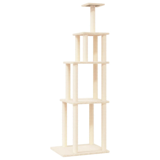 Rascador Para Gatos Con Postes De Sisal Color Crema 183 Cm_0