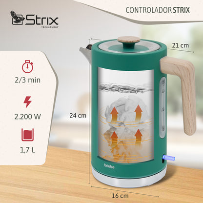 Briebe Nordic Hervidor Agua Eléctrico 1,7l Inalámbrico Ebullición Rápida, Libre De Bpa, Base De 360°, Kt1165gre, Verde_2